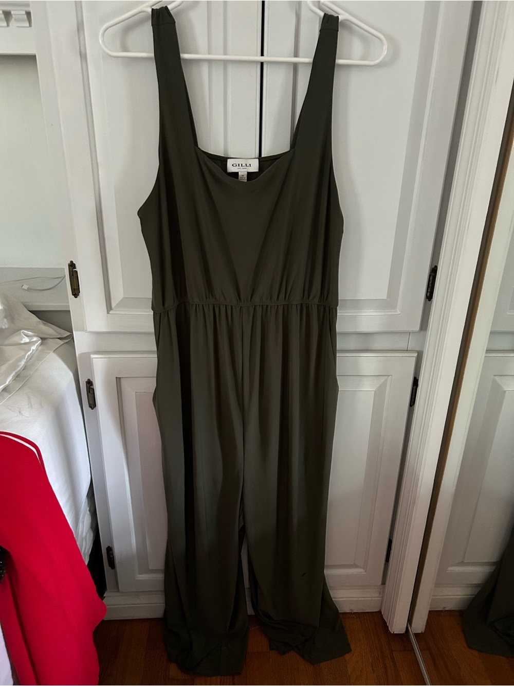 Maternity Olive Sleeveless Wide-Leg Jumpsuit